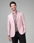 Malta Powder Pink Herringbone Linen Blazer