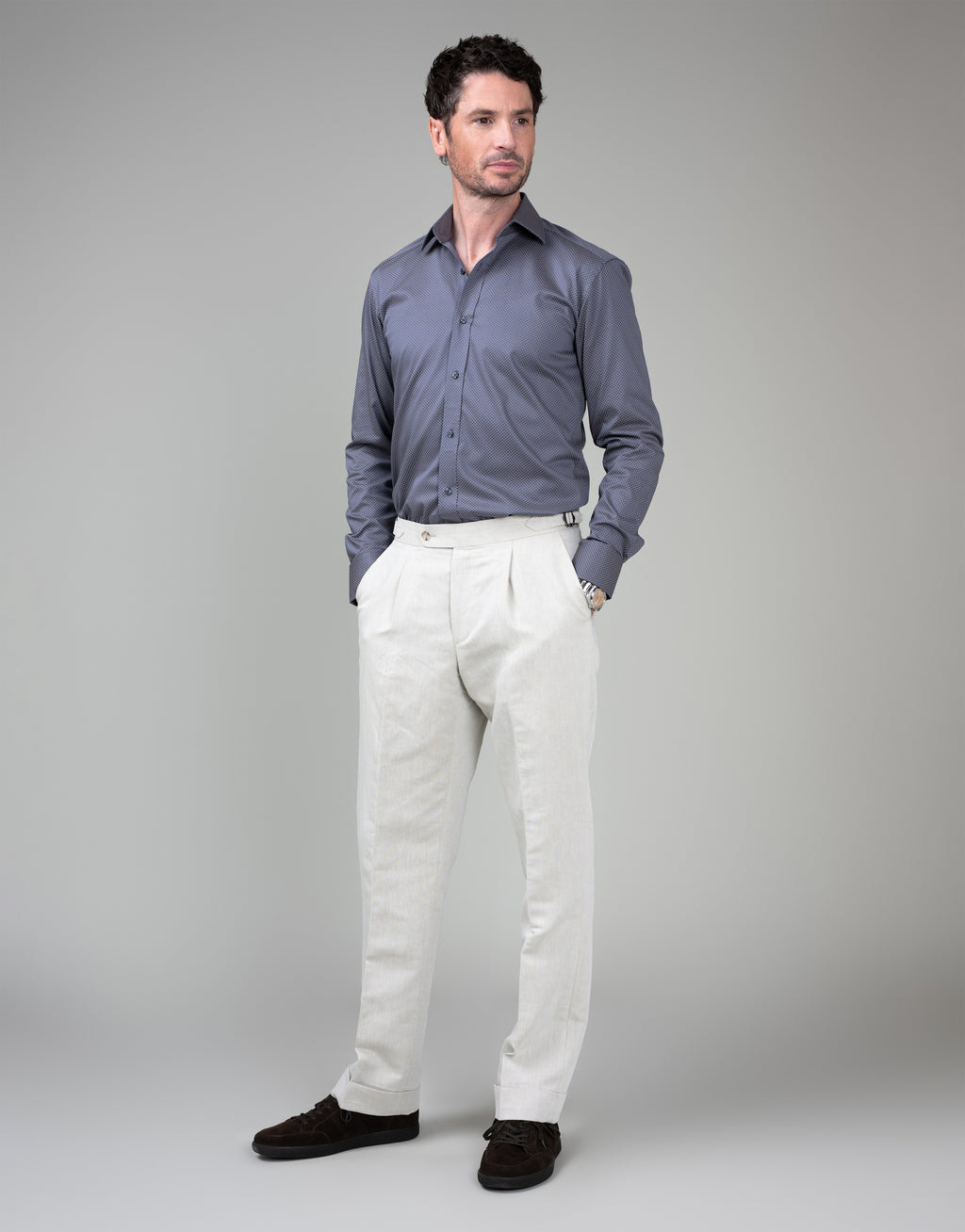 London Indigo & Gold Microdesign Shirt