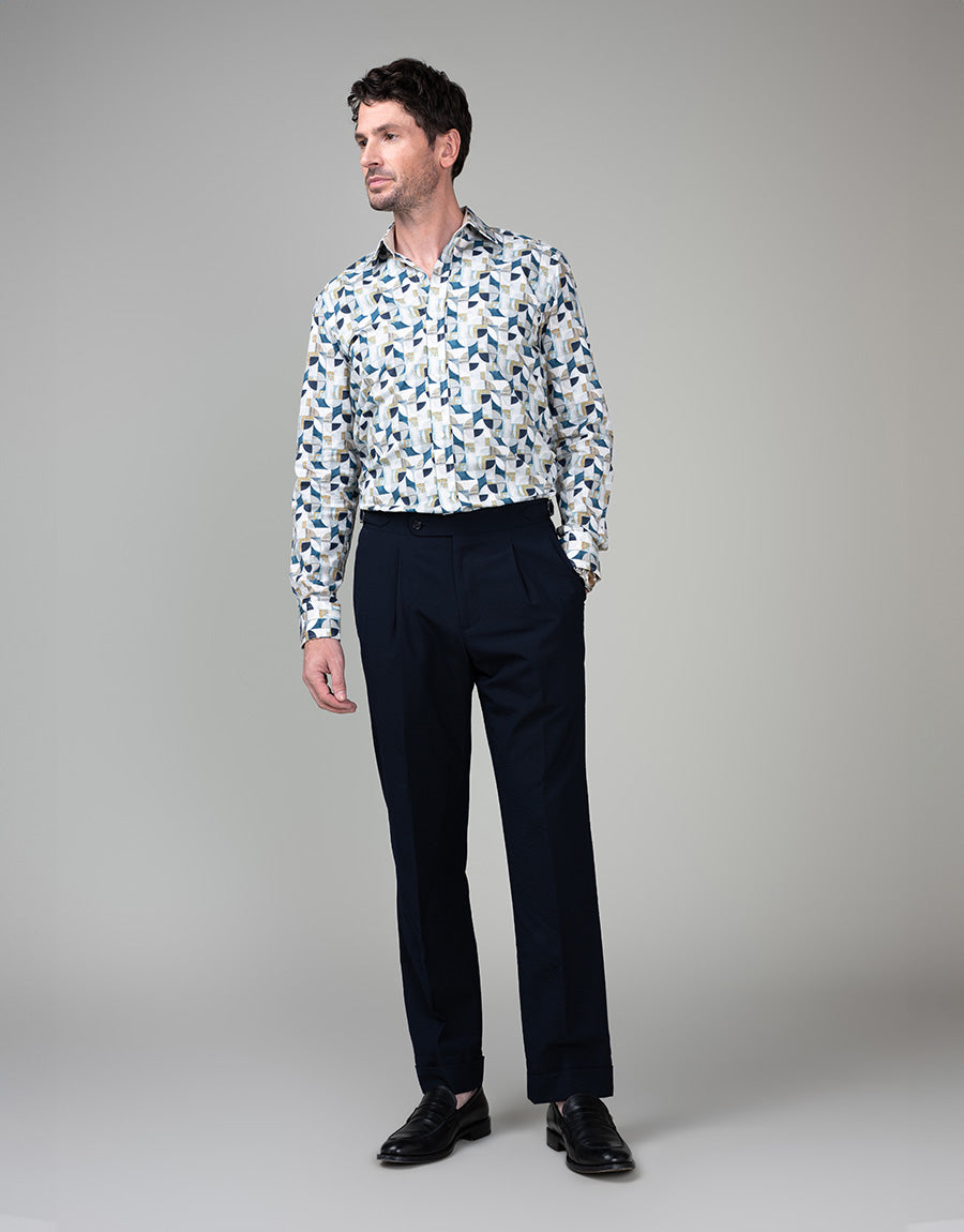 Evans Navy Seersucker Trouser