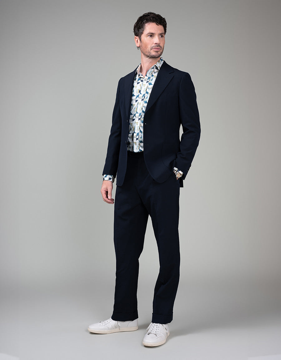 Malta Navy Seersucker Blazer