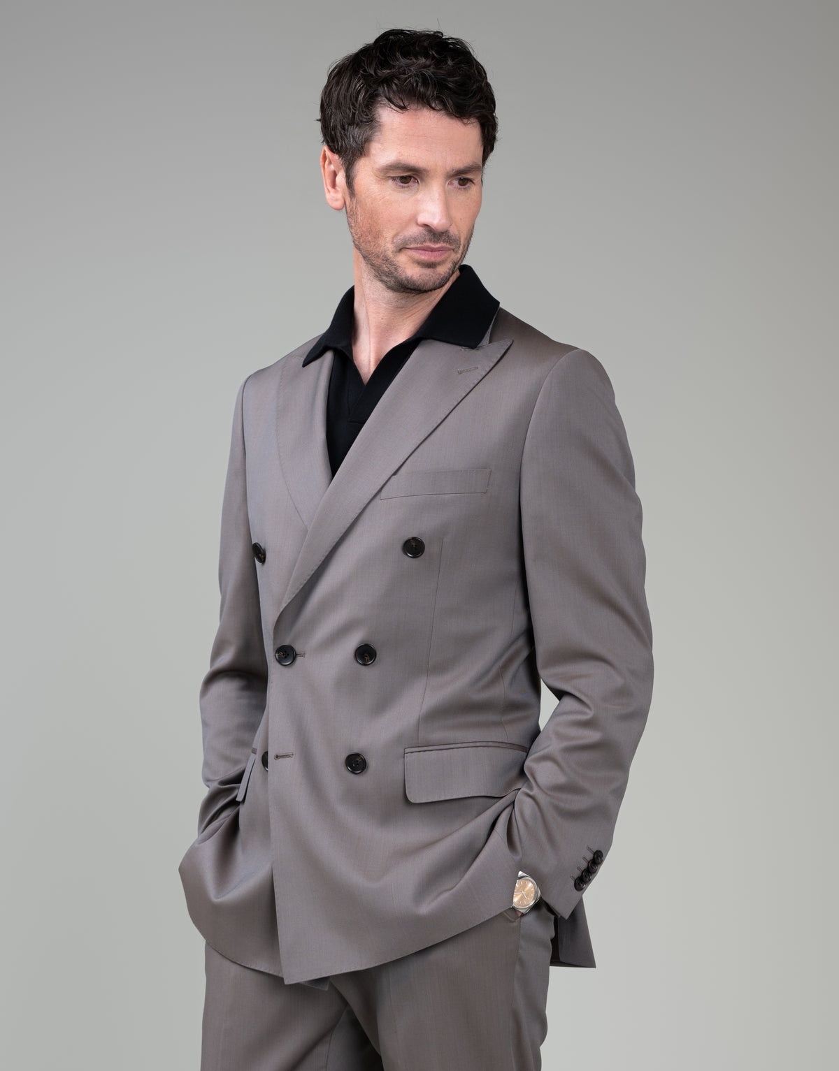 Doppio Brown Solaro Double Breasted Jacket