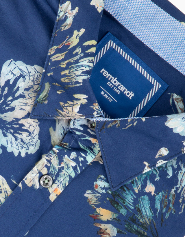 Waihi Blue Floral Short Sleeve Shirt