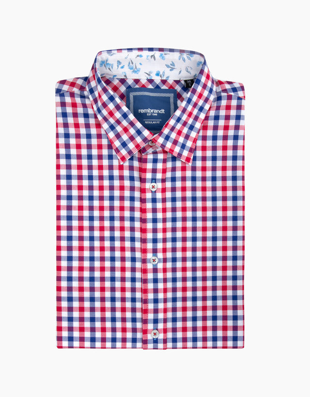 Raglan Red Check Short Sleeve Shirt