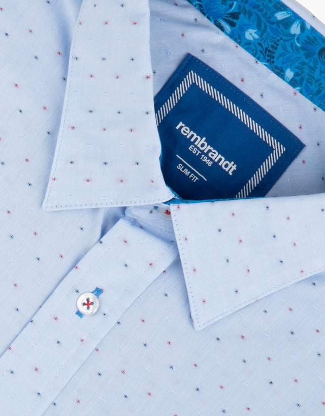 Waihi Light Blue Dot Short Sleeve Shirt