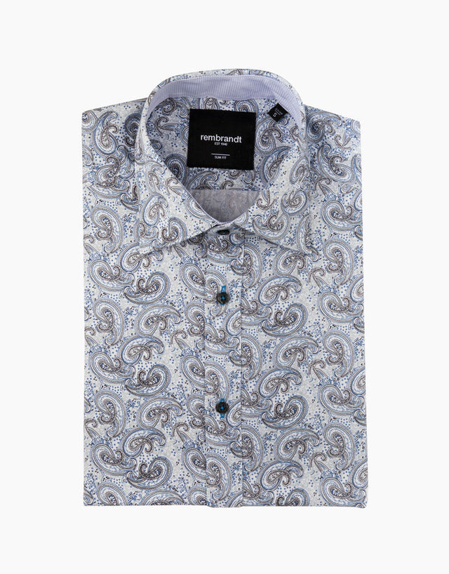 Barbican Blue Paisley Print Shirt