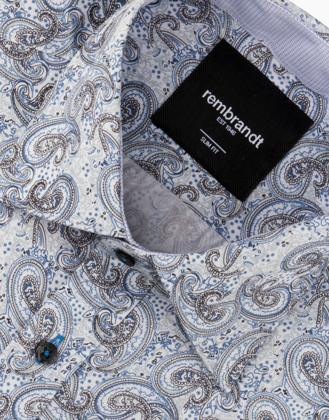 Barbican Blue Paisley Print Shirt