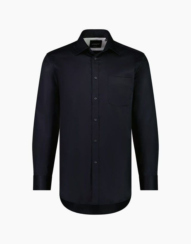 Sinatra Black Twill Tailored Shirt