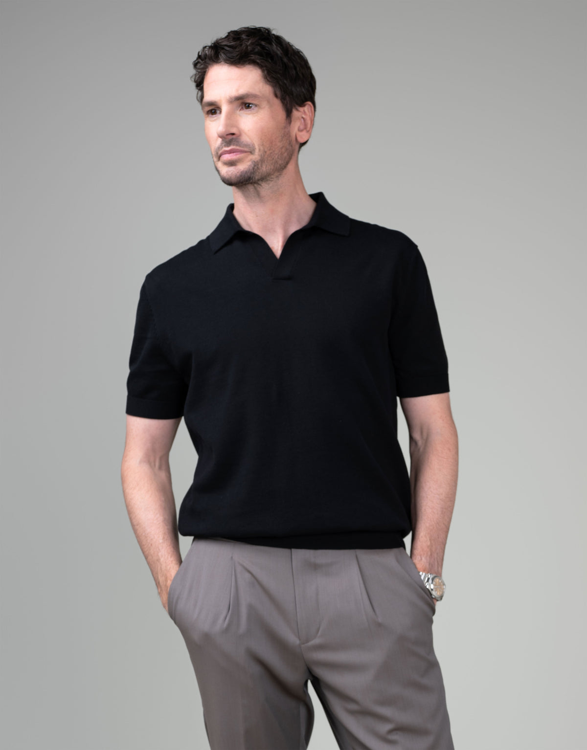Amalfi Black Knitted Polo