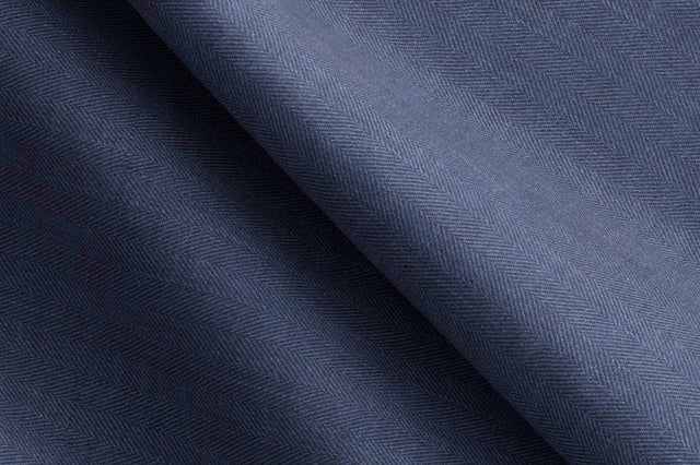 Made To Measure Dark Blue Linen Herringbone Trouser