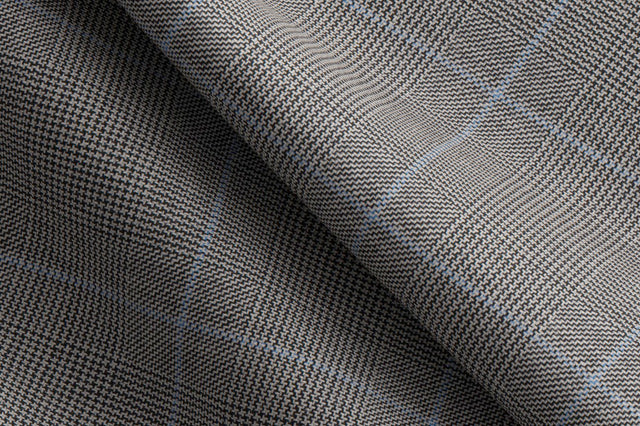 Made To Measure Black and White Prince of Wales Plaid/Blue Windowpane Trouser