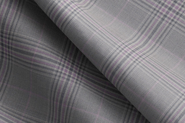 Made To Measure Light Grey, Purple and White Check Waistcoat