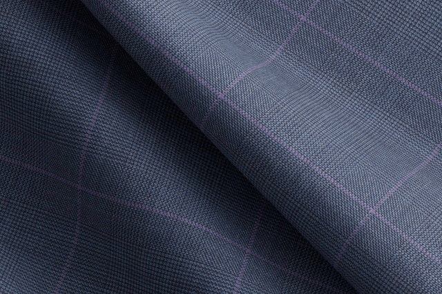 Made To Measure Slate Blue Split Matt Glen with Lilac Windowpane Waistcoat