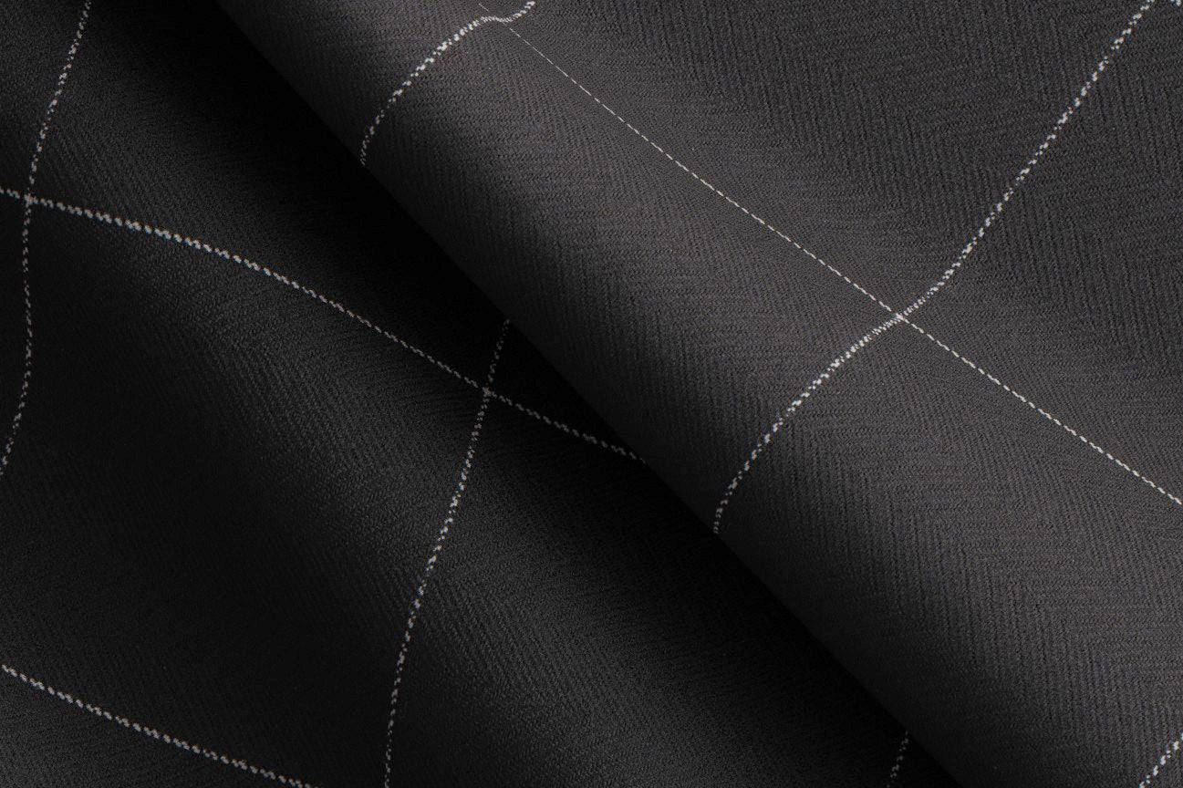 Made To Measure Black/White Herringbone Windowpane Trouser