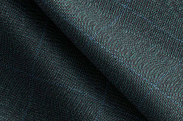 Made To Measure Spruce Split Matt Glen with Blue Windowpane Waistcoat