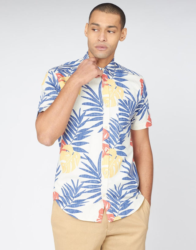 Ben Sherman Reverse Palm Mango Print Short Sleeve Shirt