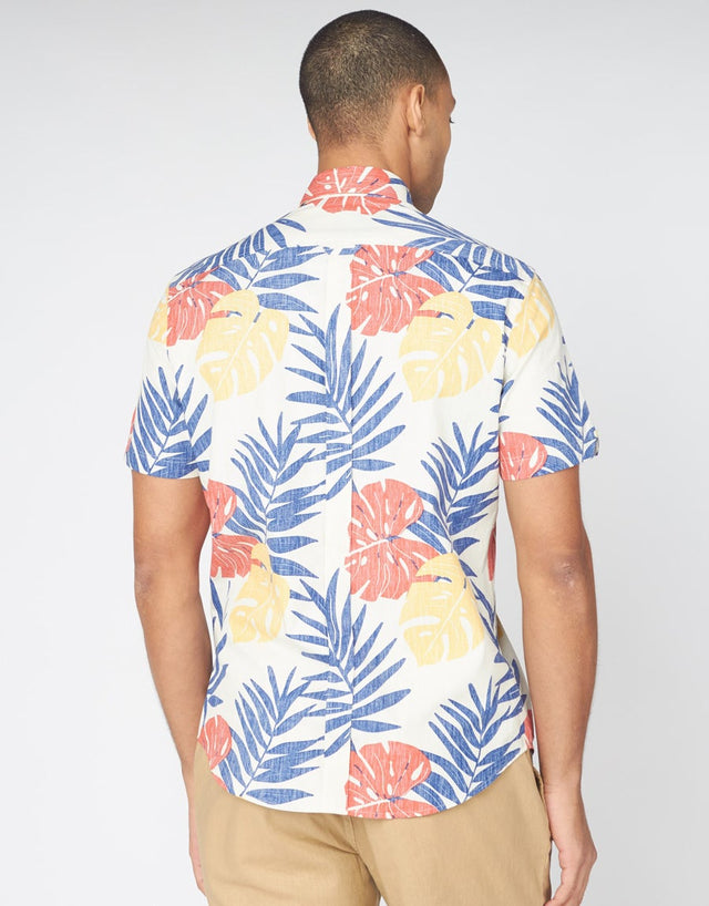 Ben Sherman Reverse Palm Mango Print Short Sleeve Shirt