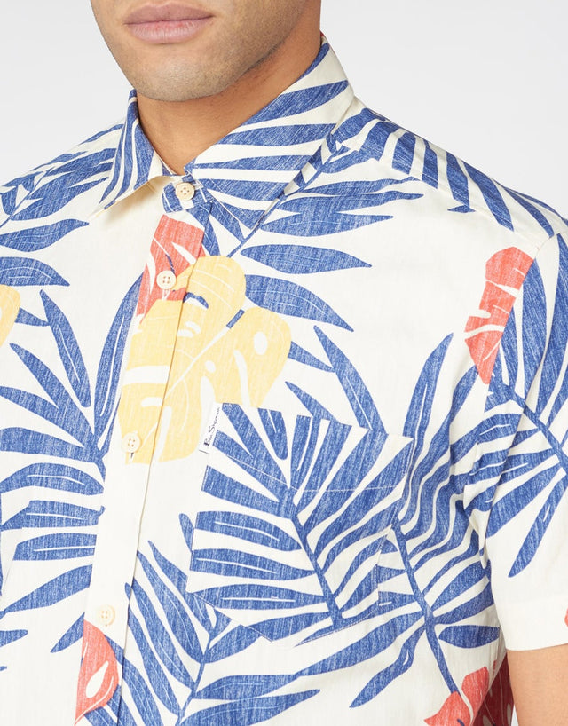 Ben Sherman Reverse Palm Mango Print Short Sleeve Shirt