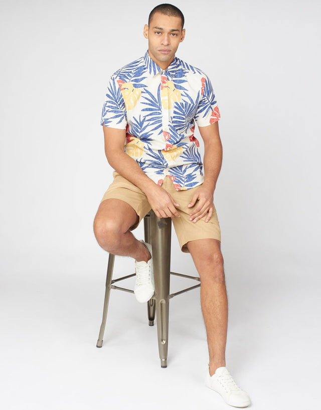 Ben Sherman Reverse Palm Mango Print Short Sleeve Shirt