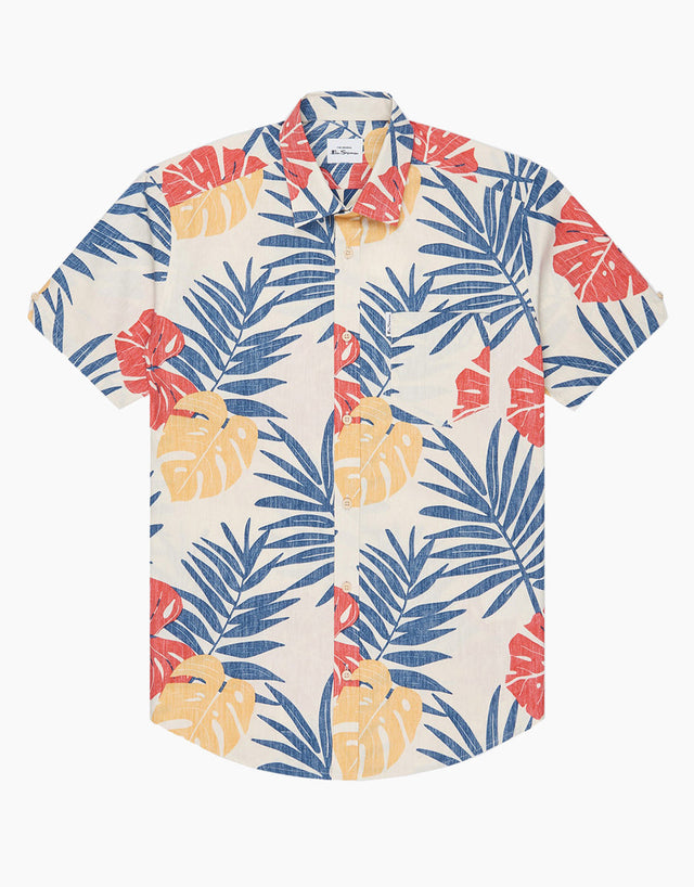 Ben Sherman Reverse Palm Mango Print Short Sleeve Shirt