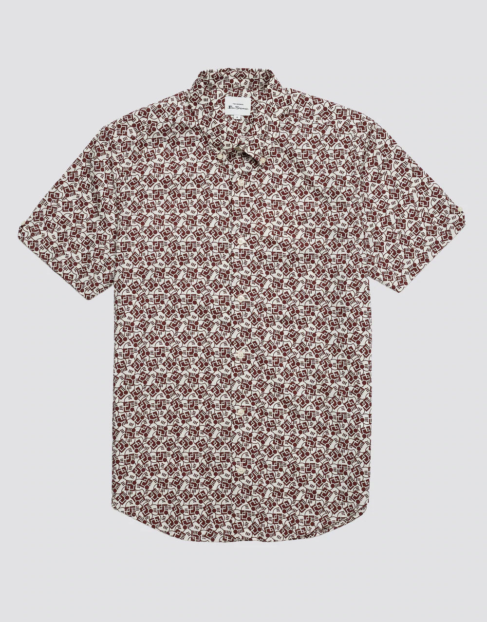 Ben Sherman Retro Print Claret Short Sleeve Shirt
