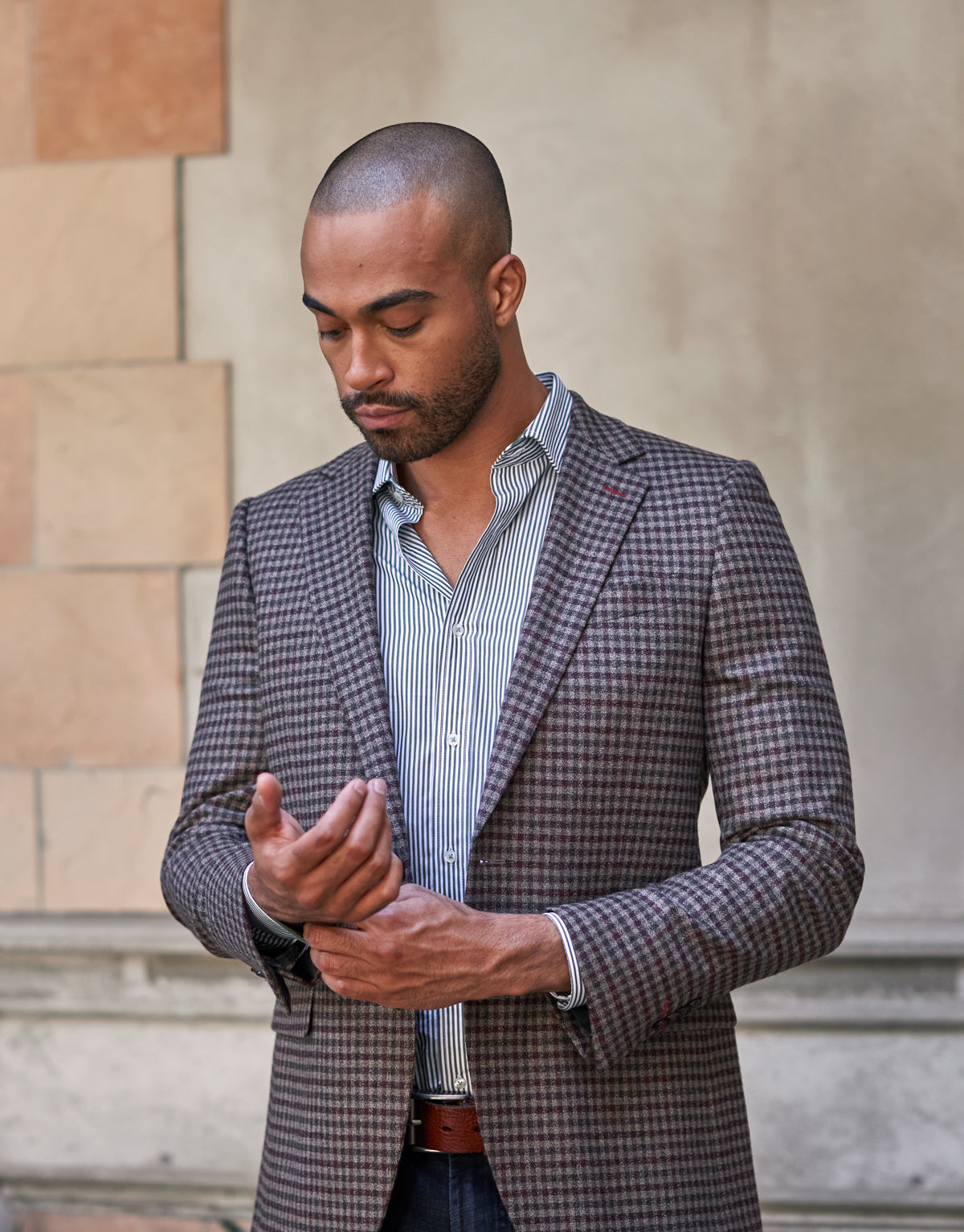 Hawker Brown & Burgundy Check Blazer