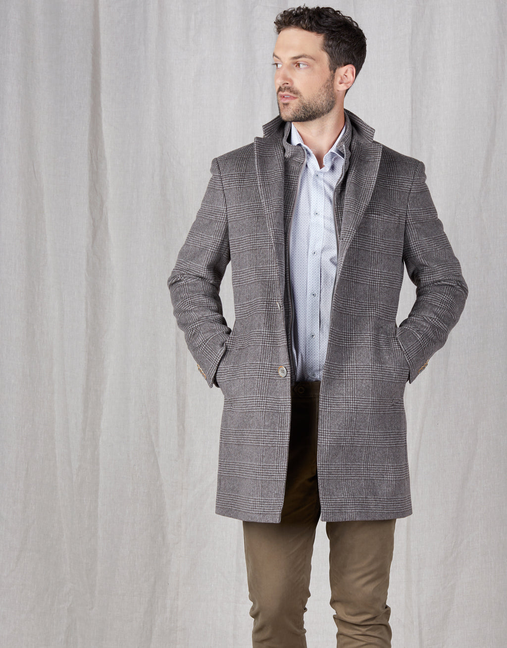 Compton Brown Check Overcoat