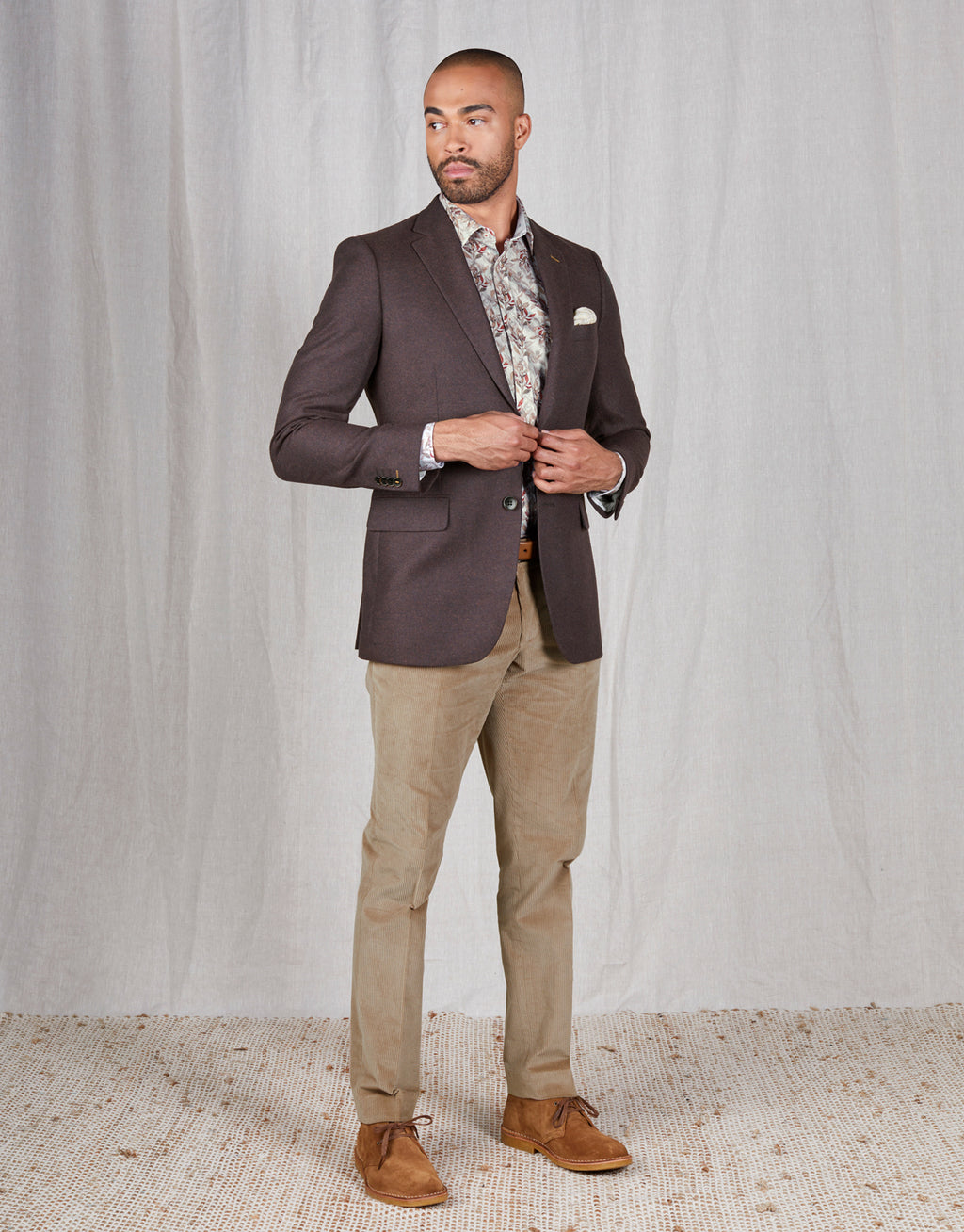 Hawker Maroon & Navy Herringbone Blazer