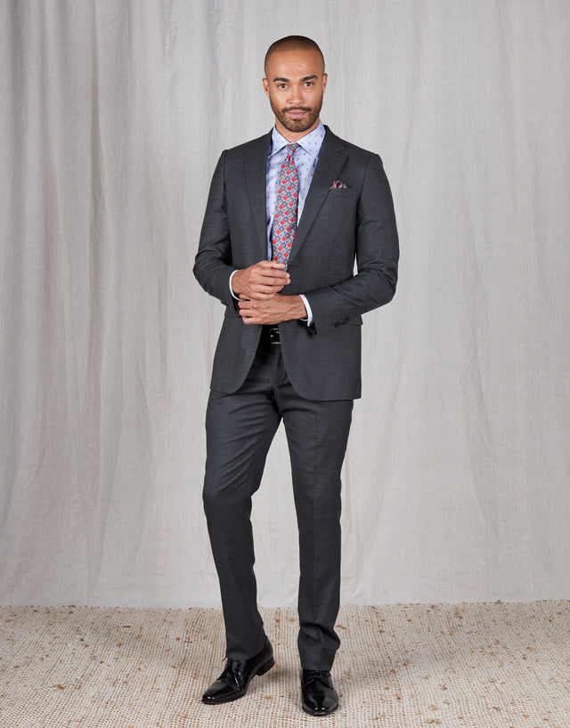 Cooper Blue & Burgundy Micro Check Two Piece Suit