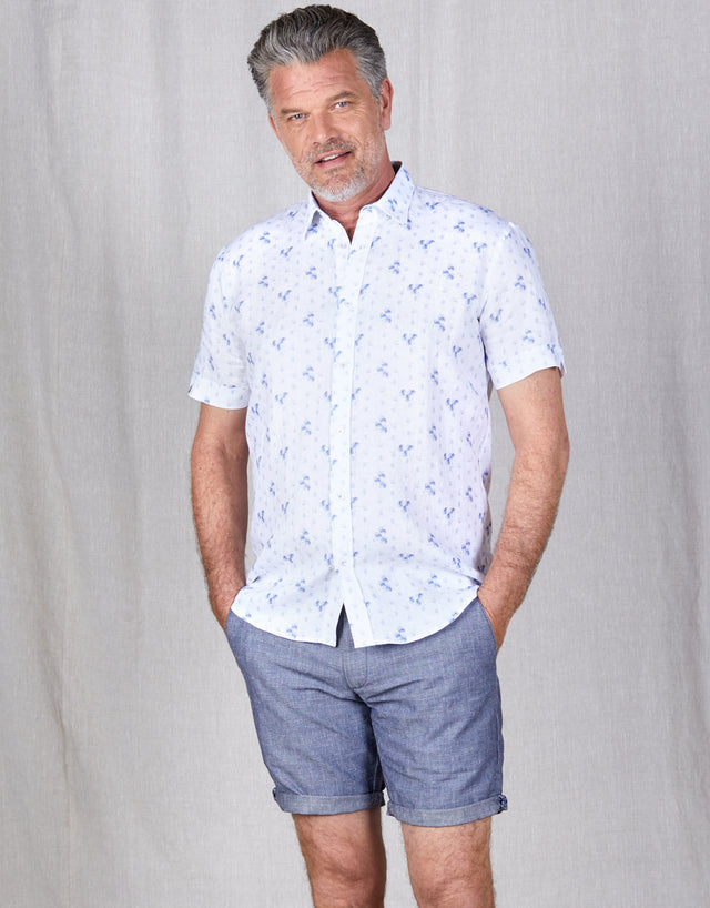 Waihi Blue Floral Short Sleeve Shirt