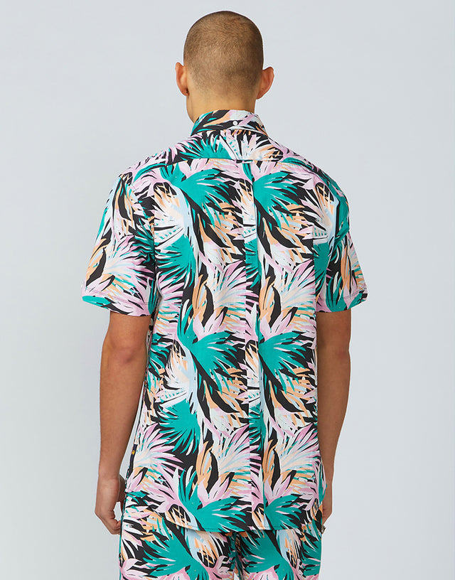 Ben Sherman Black Summer Foliage Mod Short Sleeve Shirt