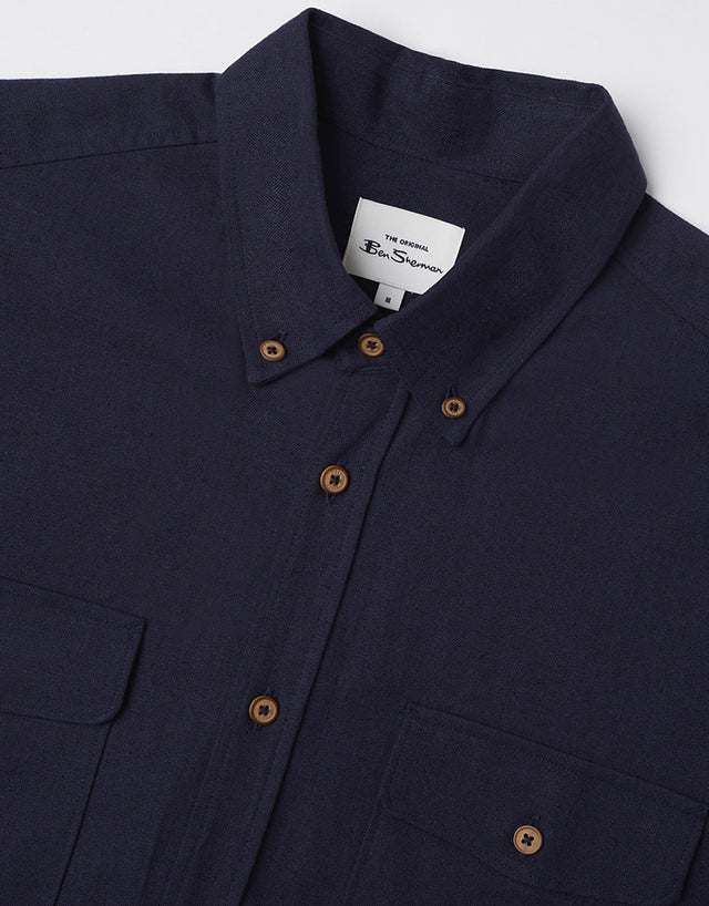 Ben Sherman Cotton/Linen Overshirt Marine Shirt