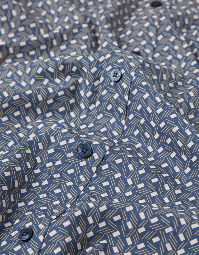 Ben Sherman Dash Print Blue Denim Shirt