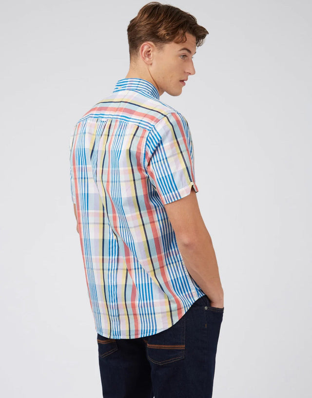 Ben Sherman Multi Colour Check Lilac Short Sleeve Shirt