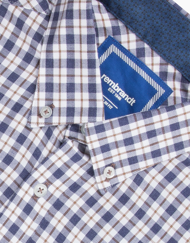 Ohope Navy & Brown Check Flannel Shirt
