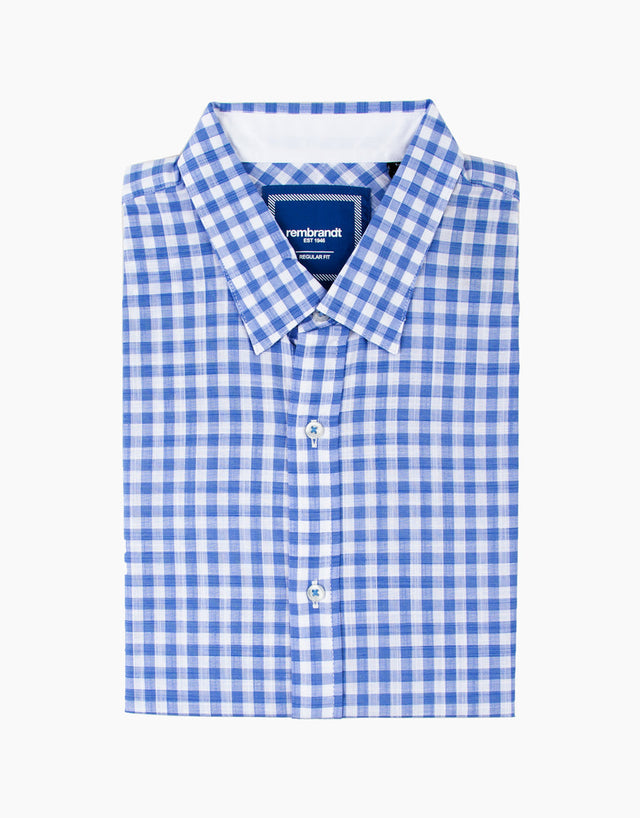 Raglan Blue Gingham Short Sleeve Shirt