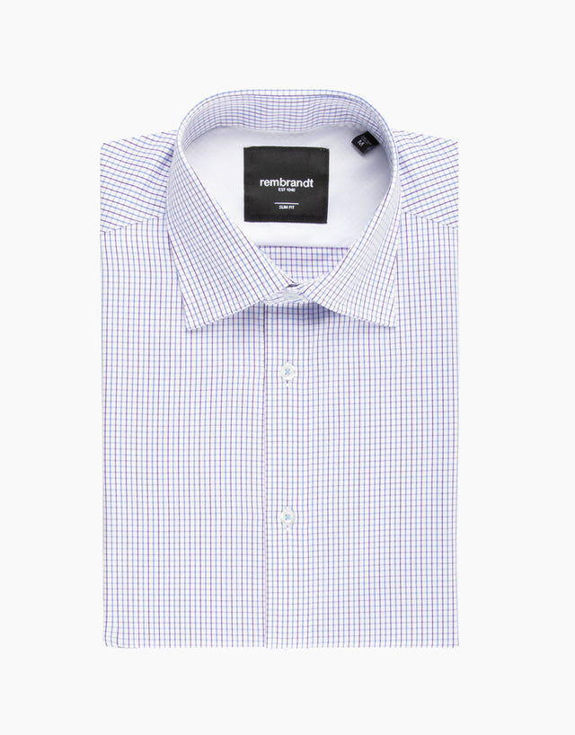 London White, Purple & Blue Check Shirt
