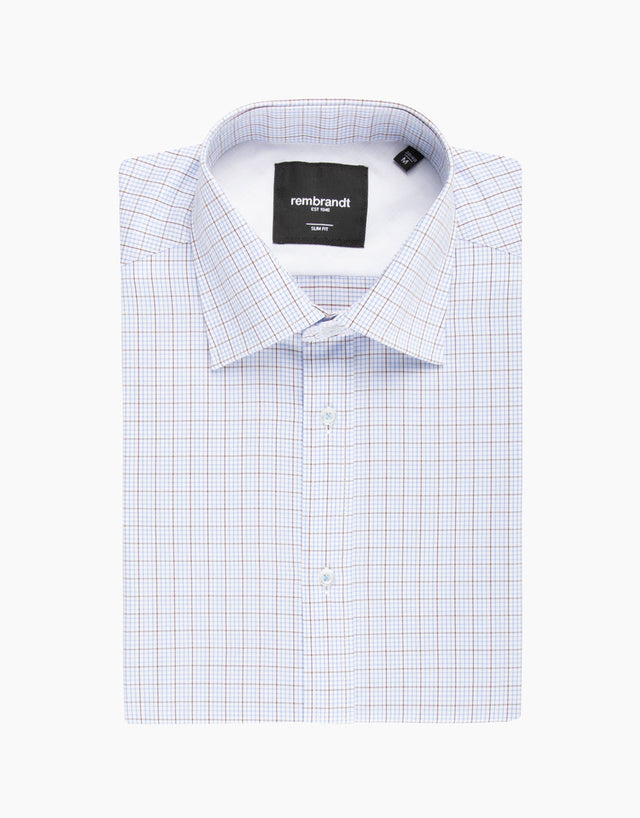 London Brown, Blue & White Check Shirt