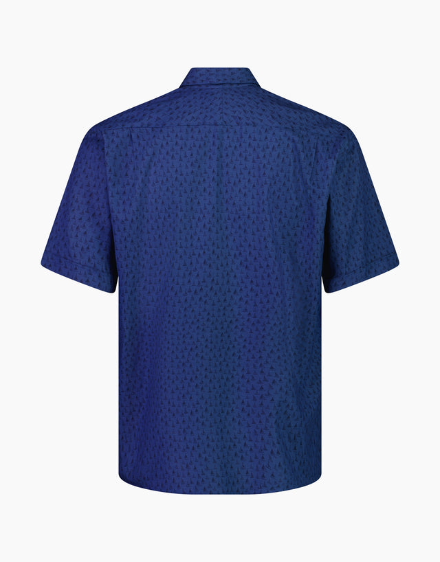 Raglan Blue Yachts Print Short Sleeve Shirt