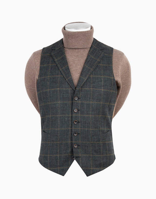 Shelby Green & Brown Check Waistcoat