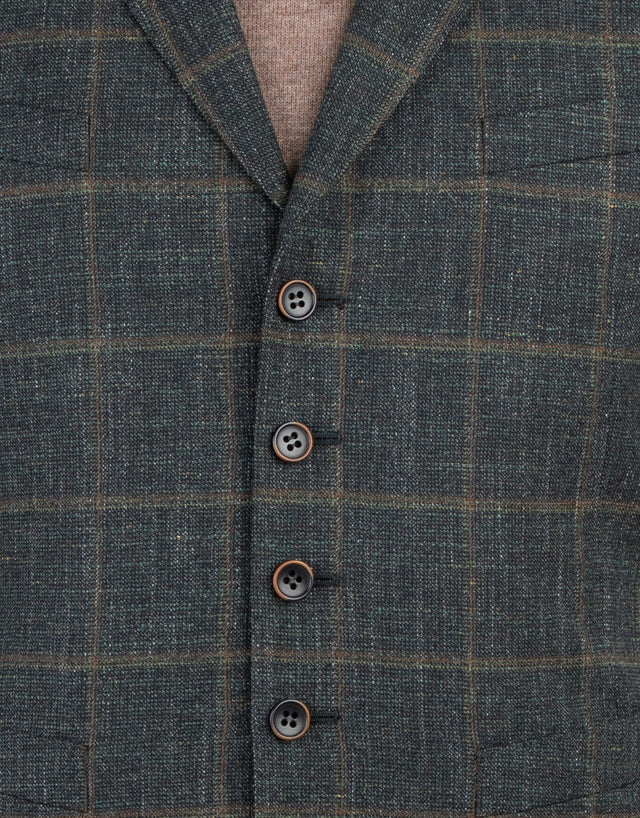 Shelby Green & Brown Check Waistcoat