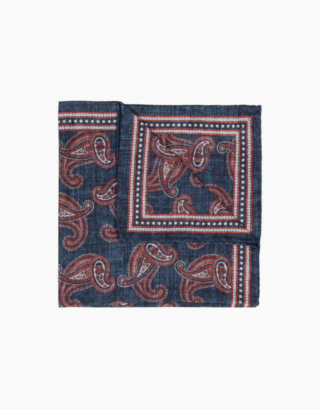 Navy & Red Paisley Pocket Square