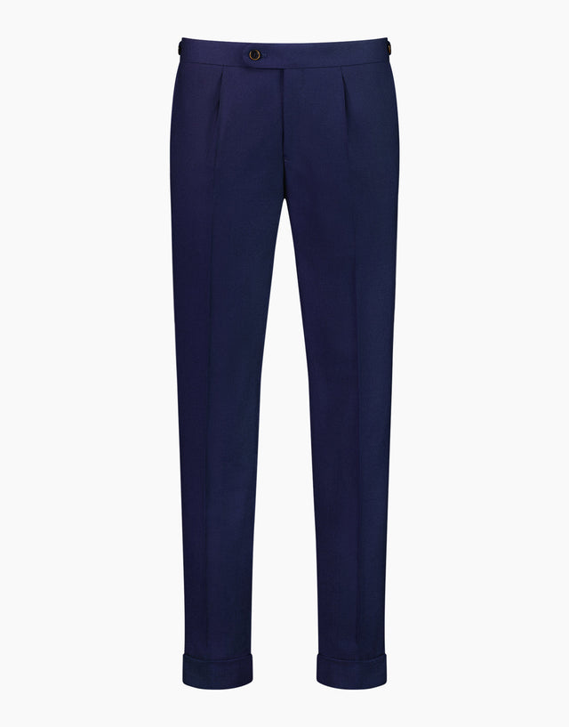 Evans Denim Blue Linen-Wool Blend Twill Trouser