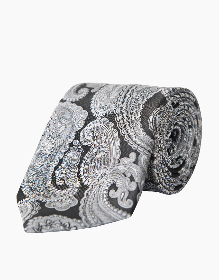 Hire Black & White Paisley Tie