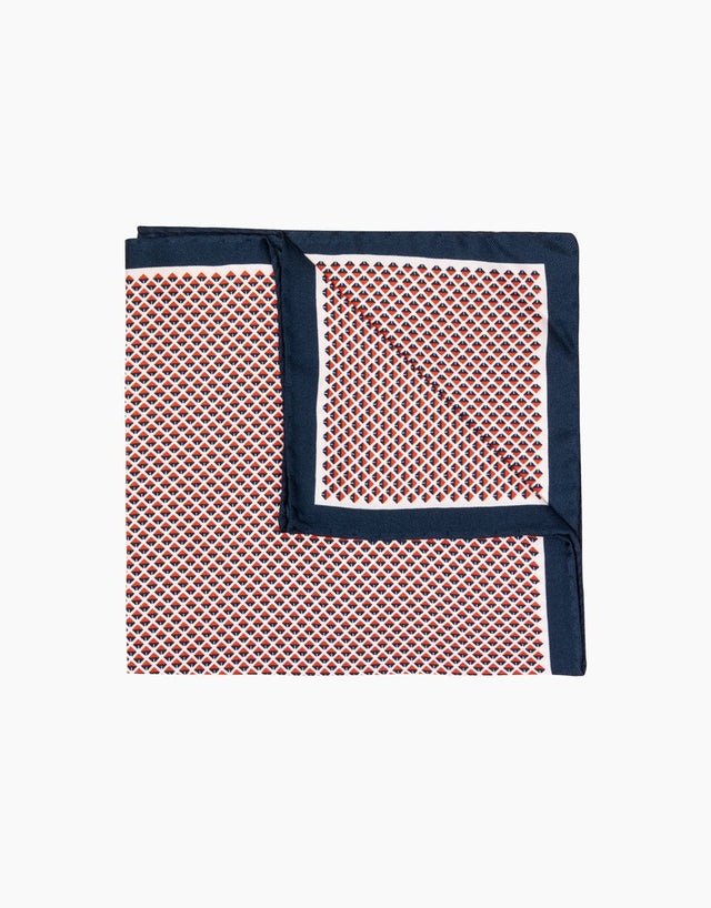 Red geometric silk pocket square