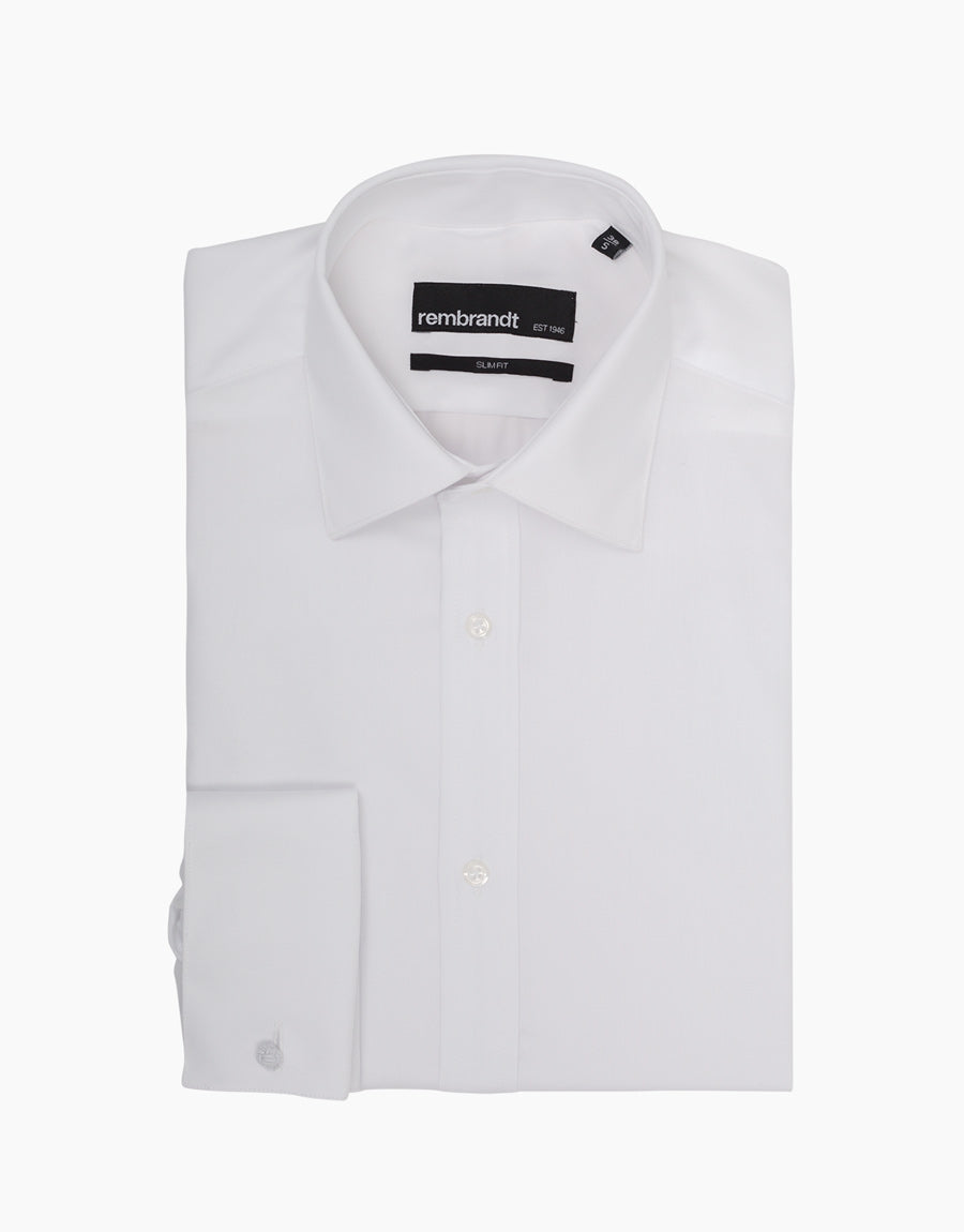 Santiago White Twill Tailored Shirt