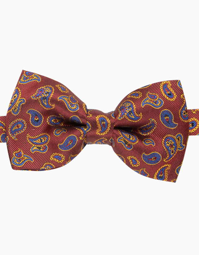 Orange Paisley Silk Bow Tie