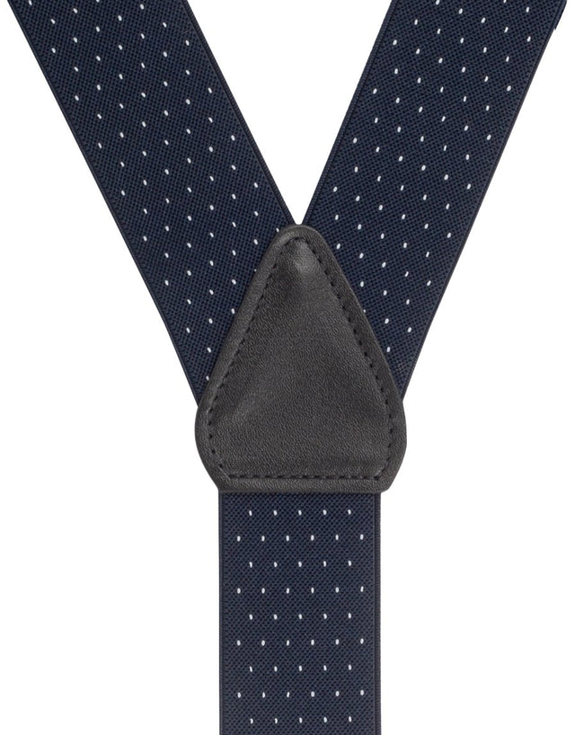 Y Back Navy/White Pindot Suspender Clip Braces