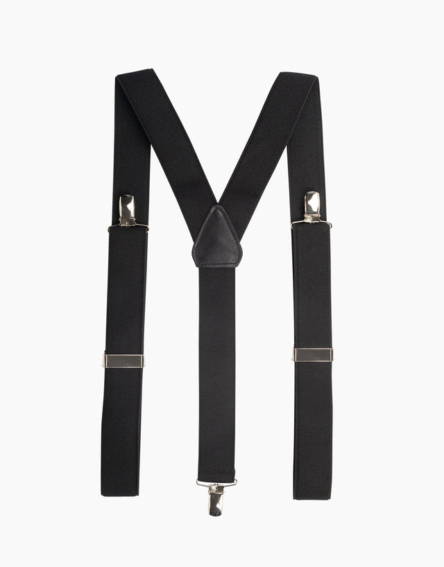 Y Back Black Suspender Clip Braces