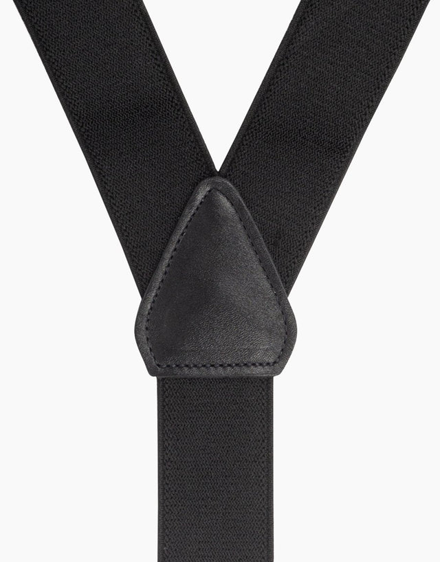 Y Back Black Suspender Leather End Braces