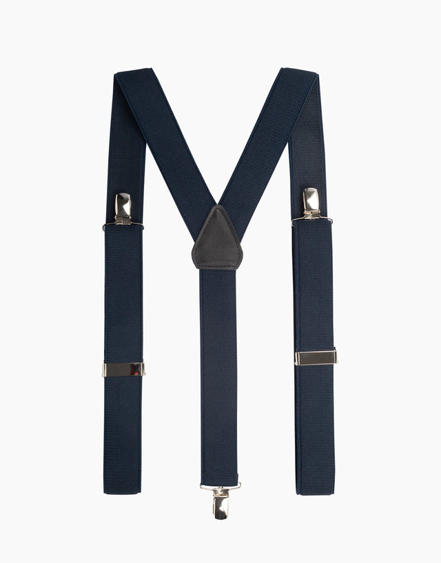 Y Back Navy Suspender Clip Braces